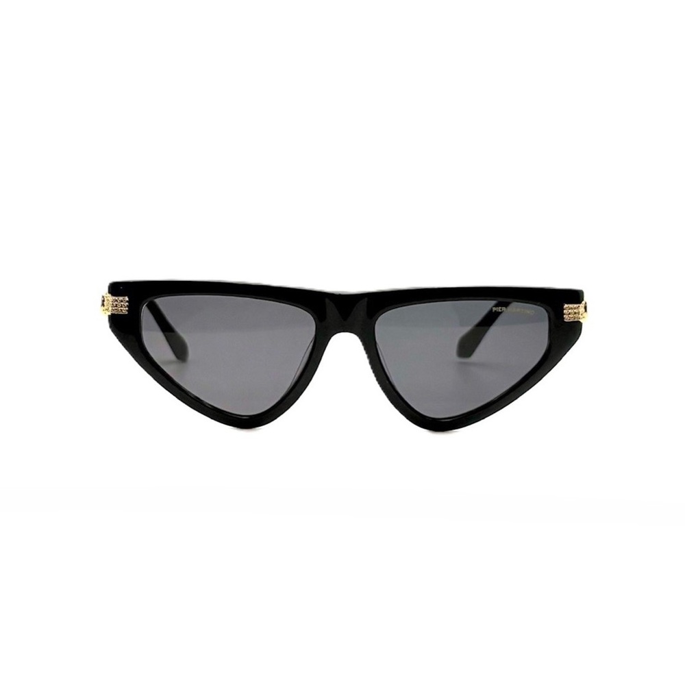 Black Acetate Sunglasses Gold Accents Inset Crystals Pier Martino Italy